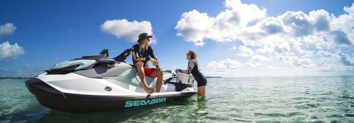 Two people riding on a SeaDoo